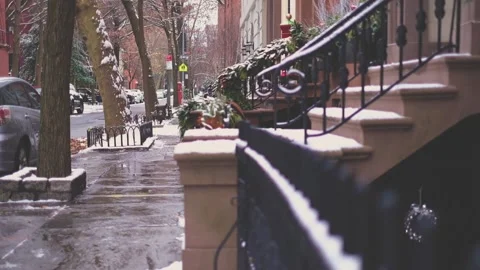 Brooklyn Brownstone Stoop (Pulled Focus) Stock Footage 301648711