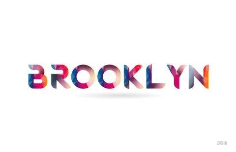 Brooklyn colored rainbow word text suitable for logo design Stock Illustration