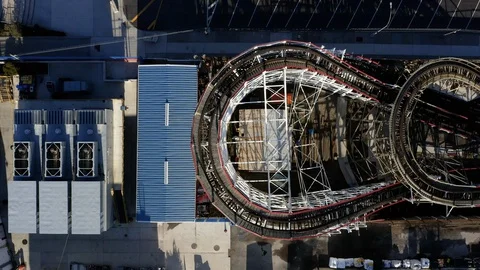 Brooklyn Cyclone Overhead Stock Footage 128981431