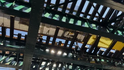 Brooklyn Elevated Tracks Construction Work in Progress with a Sunny Backdrop Stock Footage 332519621