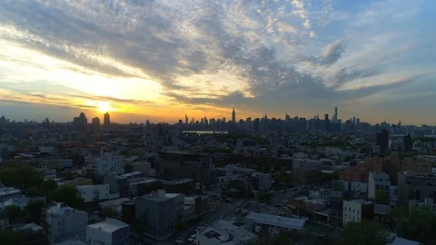 Brooklyn to Manhattan Drone - Late Afternoon Stock Footage