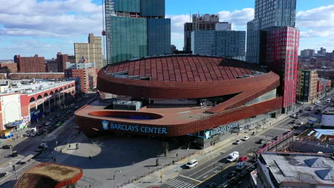 Aerial of Barclays Center, Downtown Broo, Stock Video