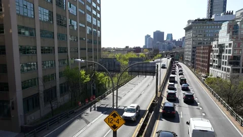 Brooklyn-Queens Expressway (BQE) in DUMBO, Brooklyn Stock Footage 194353129
