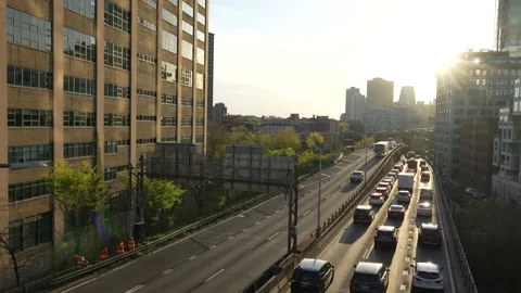 Brooklyn-Queens Expressway (BQE) in DUMBO Stock Footage 194353154