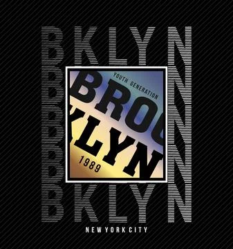 BROOKLYN SQUARE cool design typography, vector design text illustration, post Stock Illustration