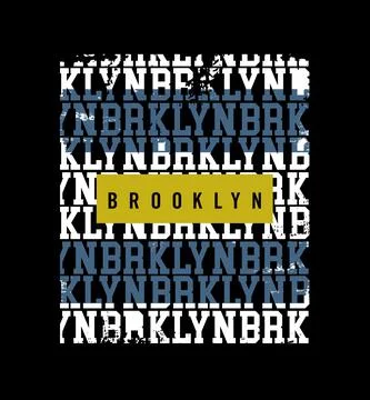 Brooklyn text background typography tee shirt design graphic print Stock Illustration