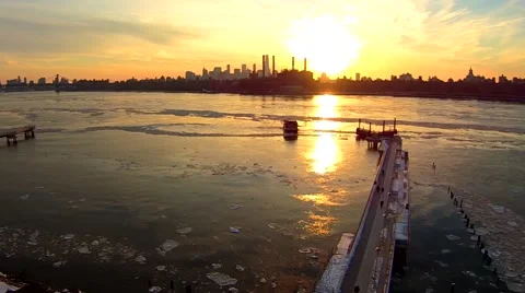 Brooklyn Winter Aerials 스톡 동영상 48084825