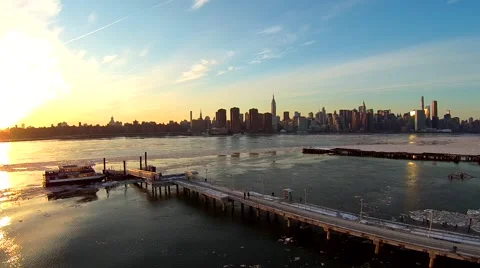 Brooklyn Winter Aerials 스톡 동영상 48085218