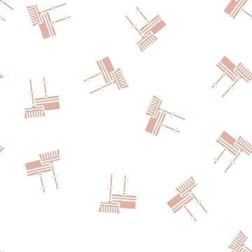 Broom and brush for clean dust glyph seamless pattern Stock Illustration