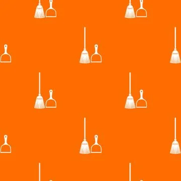 Broom and dustpan pattern seamless Illustrazione stock