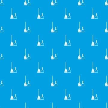 Broom and dustpan pattern seamless blue 스톡 일러스트