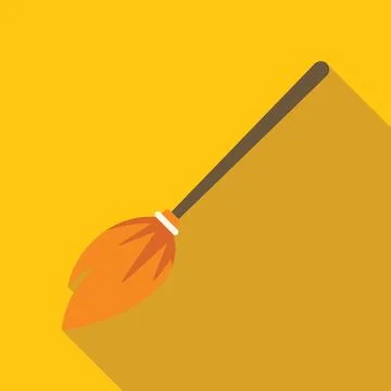 Broom casting long shadow on yellow background Stock Illustration