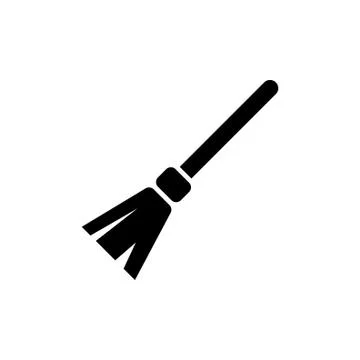 Broom, Cleaner Equipment Flat Vector Icon Stock Illustration