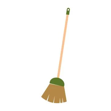 Broom cleaning tool icon image vector illustration design  flat style shadow. Stock Illustration