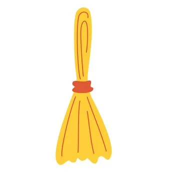 Broom. Cleaning tool. Simple ordinary broom. household implement from dust an Illustrazione stock
