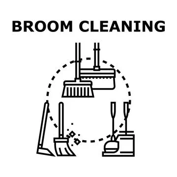 Broom cleaning tools for daily housekeeping and hygiene イラスト素材
