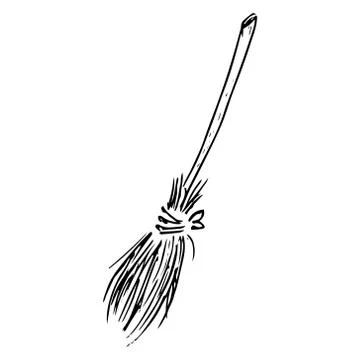 Broom for cleaning. Vector illustration of a broom. Hand drawn broom. Stock Illustration
