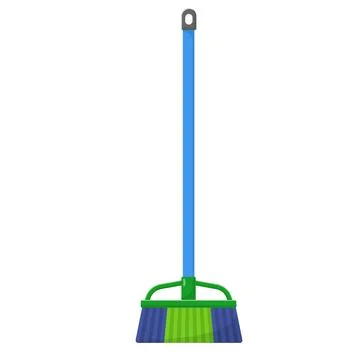 Broom Flat Illustration. Clean Icon Design Element on Isolated White Backgrou Stock Illustration