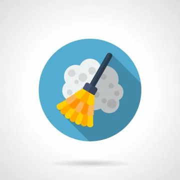 Broom flat round vector icon Stock Illustration