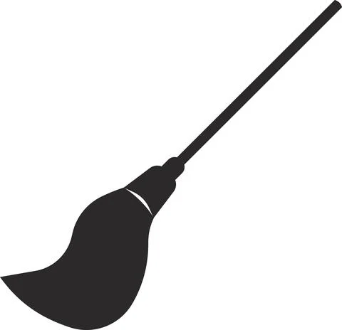 A broom for garbage collection. Black flat symbol. Stock-Illustration