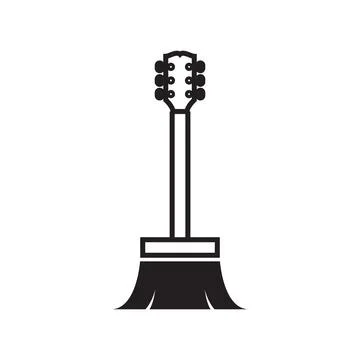 Broom guitar logo design, vector graphic symbol icon illustration creative id Illustration