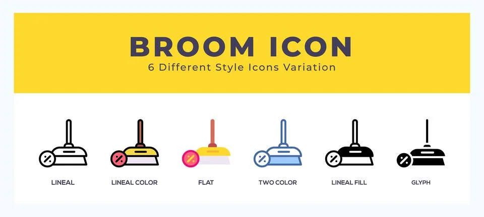 Broom icon set. Design elements for logo Stockillustratie
