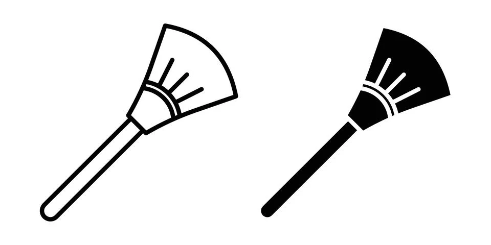 Broom icon thin line and clipart style vector set Illustration