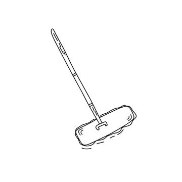 Broom line vector illustration Illustrazione stock