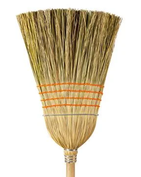 Broom. Old used corn straw broom Stock Photos
