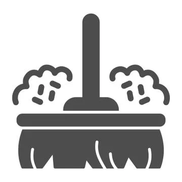 Broom solid icon, Cleaning service concept, cleaning tool sign on white Stock Illustration