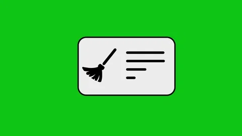 Broom sweeping document icon animation with task completed checkmark on gre.. Video stock 346496679