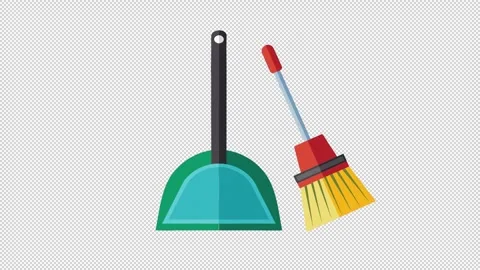 Broom sweeps into the dustpan 库存影片 331493245