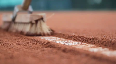 Broom on Tennis Court Video stock 25931153