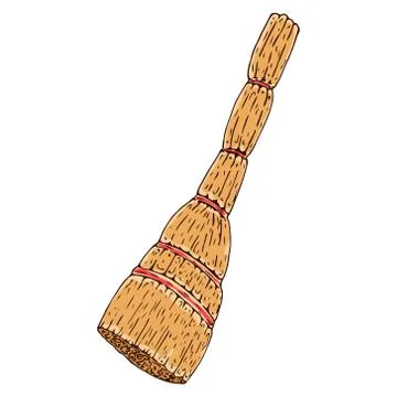 Broom. Vector of a broom. Hand drawn broom. Stock Illustration