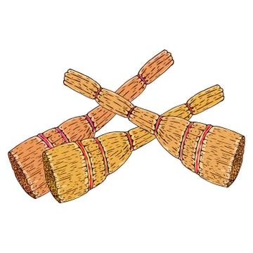 Broom. Vector of a broom. Hand drawn broom. Stock Illustration