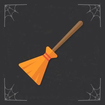 Broom vector halloween icon Stock Illustration