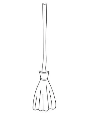 Broom - vector linear picture for coloring. The witch's broom is an element Stock Illustration