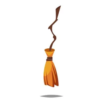 Broom witch vector cartoon icon for Halloween. Stock Illustration