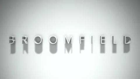 Broomfield 3D title animation with shadows on a white background 스톡 동영상 296000199