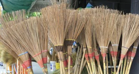 Brooms background Stock Photos