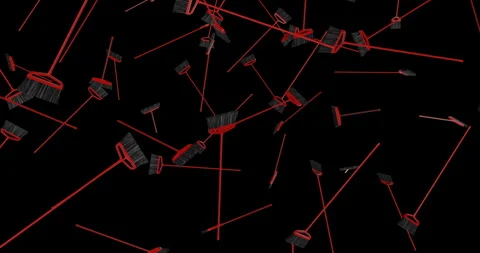 Brooms Falling slow motion animation Stock Footage 241644927