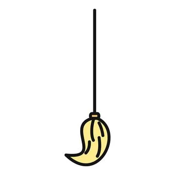 Broomstick graphic drawing for witch or cleaning concept Stock Illustration