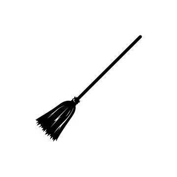 Broomstick Silhouette. Vector icon. Stock Illustration