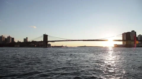 Broorlyn bridge Sunset Stock Footage 48787592