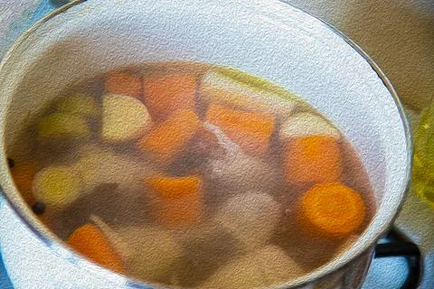 Broth Cook in pot Stock Photos