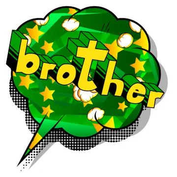 Brother - Comic book style phrase on abstract background. Illustrazione stock