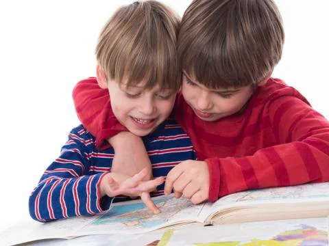 Brothers learning together Stock Photos