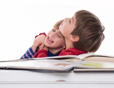 Brothers learning together Stock Photos