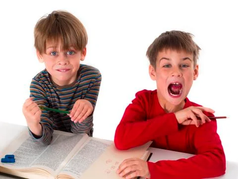 Brothers learning together Stock Photos