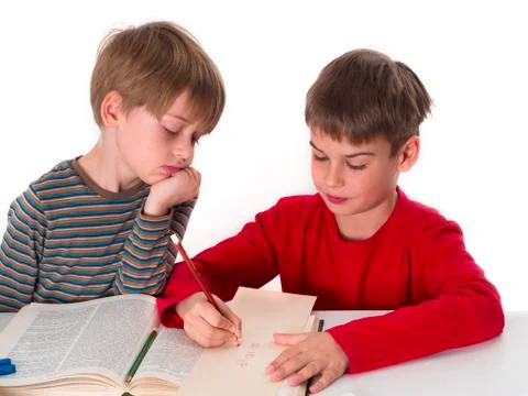 Brothers learning together Stock Photos